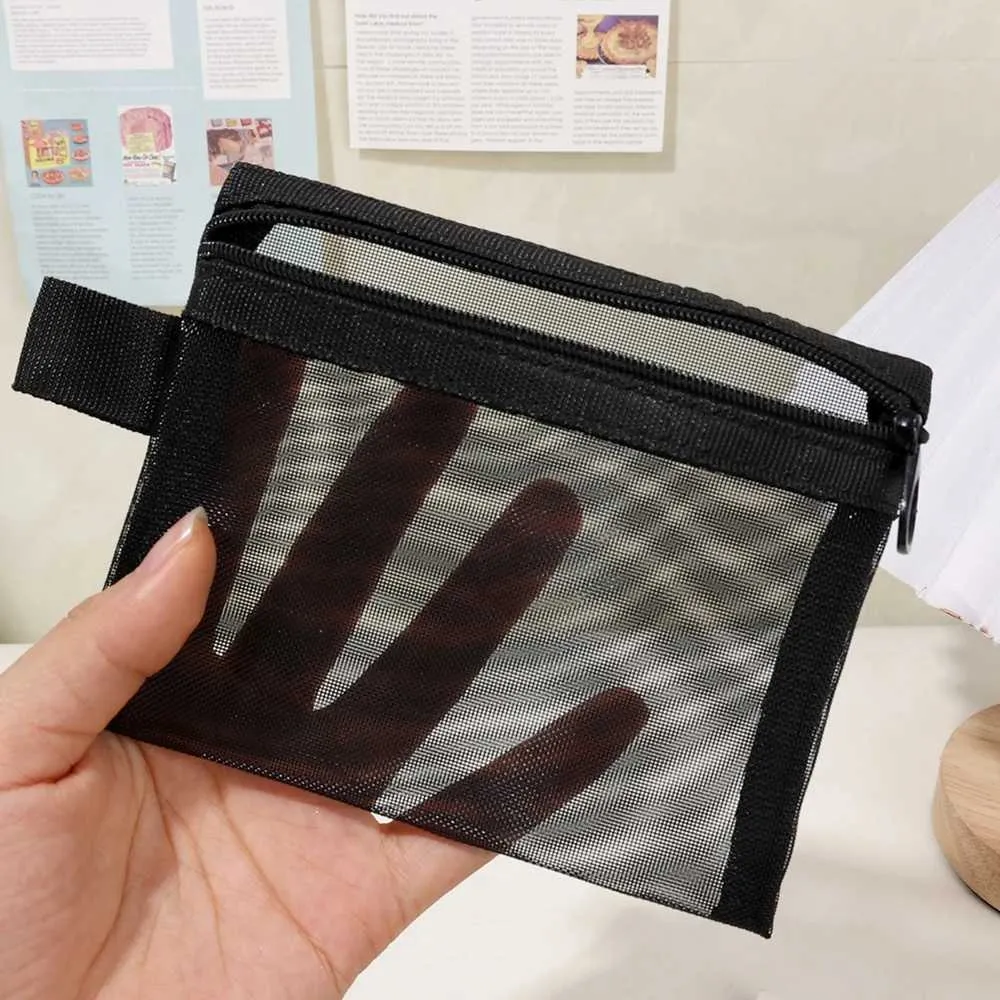1/3 pezzo nero rete portatile da viaggio organizer per toilette rossetto portaoggetti borsa trasparente per il trucco S/M/L_voghion.com