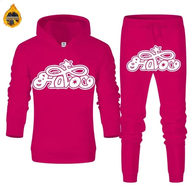 Haruku Hiphop Y2K Parça Set İnce Kapşonlu Üstler Rahat Eşofman Pantolon Takım Erkek Kadın Moda Mektup Baskılı Ana Cadde_voghion.com