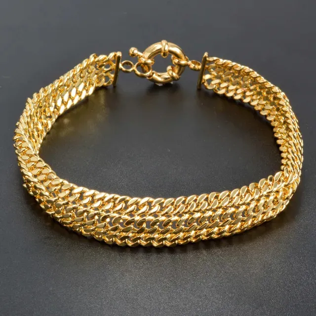 Sunny Jewelry kobberlenkearmbånd for unisex gullbelagt armbånd Miami Curb Punk klassisk håndkjede smykker gave_voghion.com