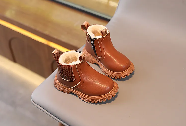 Botas de nieve Happysteps de piel sintética para bebé, muy cálidas, para otoño e invierno, para niño y niña, talla 38-44_voghion.com