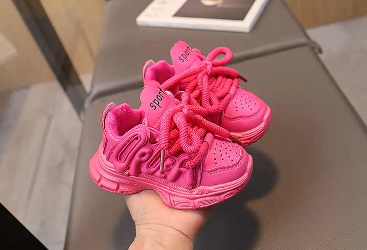 Pigersneakers Børn Børn Trendy Pink Beige Platform Snøresko Littlesprouts Børn Løbesko Skridsikre Pigesko_voghion.com