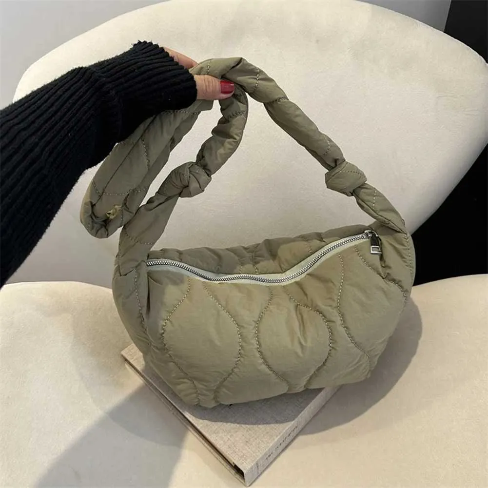 Puffer Shoulder For Women Soft Down Cotton Padded Tote Handbag Purse Quilted Cross Body Bag Solid Color Pillow Shopper_voghion.com