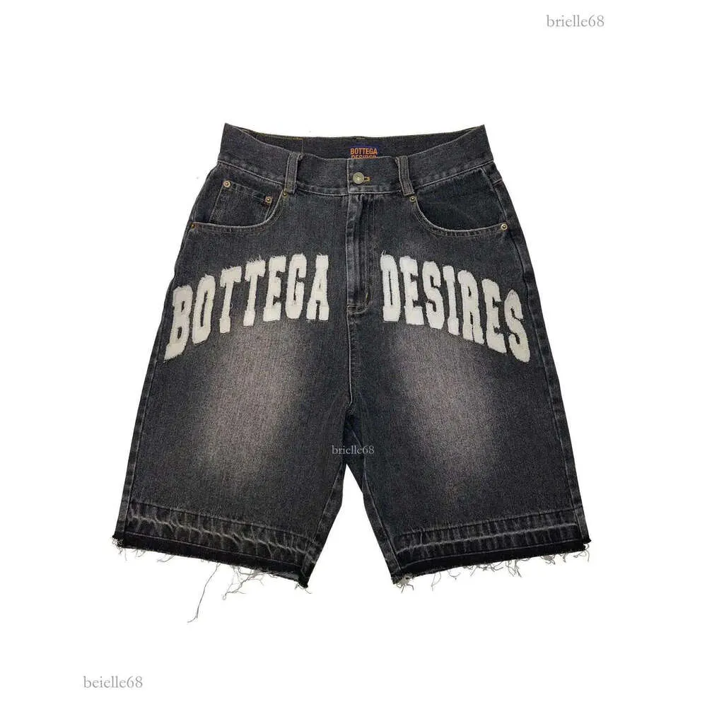 Heren Zwart Blauw Gewassen Denim Y2k Retro Letter Patchwork Zomer Mode Zand Shorts Casual Gesplitste Jorts Gym Sweatpants_voghion.com