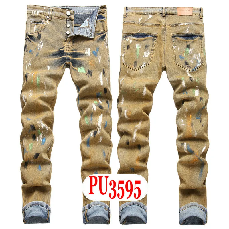New JEANS Chino Pants Pant Men's Trousers Stretch Close-fitting Slacks Washed Straight Skinny Embroidery Patchwork_mkmklike.com
