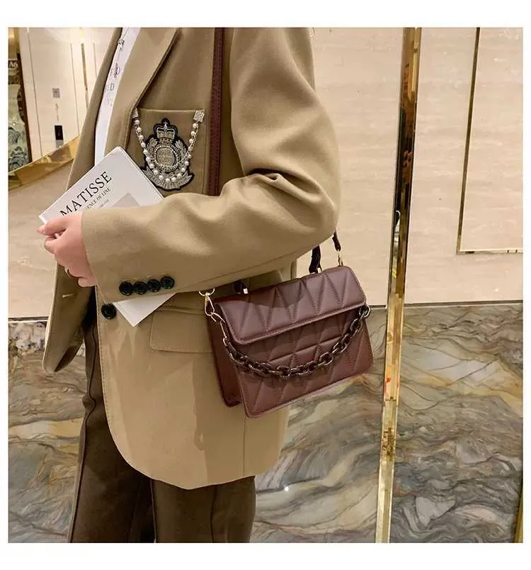 Gesteppte Umhängetasche Für Damen Mit Kette Als Schultertasche_voghion.com
