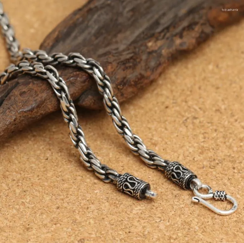 Kedjor Pure Sier 4mm Tjock Twist Cord Link Chain S Halsband Sterlingsmycken_voghion.com