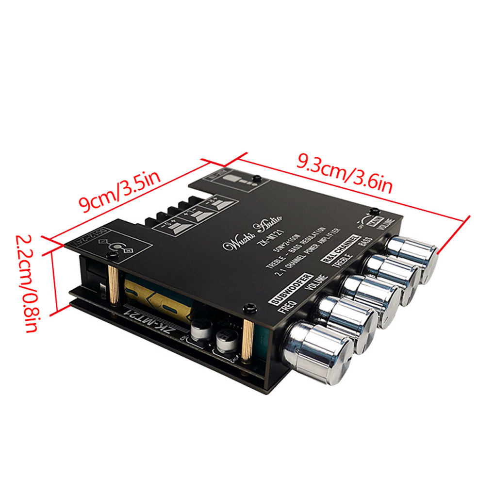 ZK-MT21 zemfrekvences skaļruņa pastiprinātāja plate 2.1 kanālu lieljaudas Bluetooth 5.0 audio pastiprinātāji DC12V-24V 2*50W+100W pastiprinātājs_voghion.com