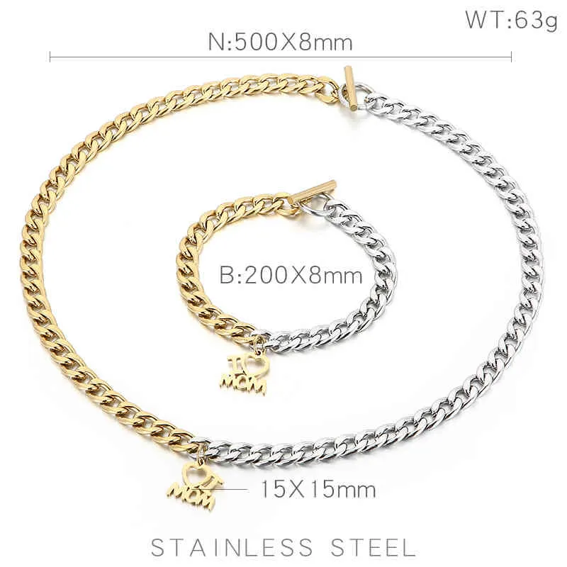 Set di gioielli in acciaio inossidabile Kalen, 6 stili, con ciondolo a forma di cuore, a forma di farfalla, con chiave e scritta "Amo la mamma", collana e bracciale._voghion.com