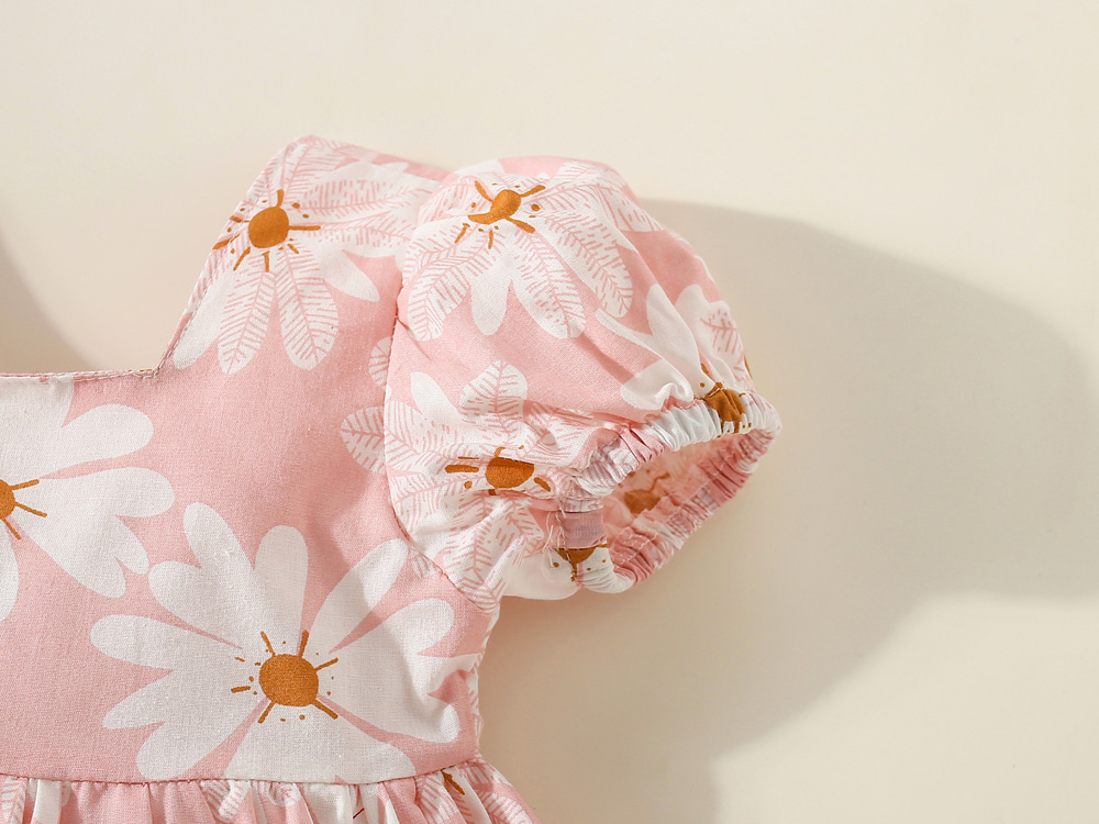 Flower Baby Girl Dress Summer Cotton Princess Dress with Big Bow_voghion.com