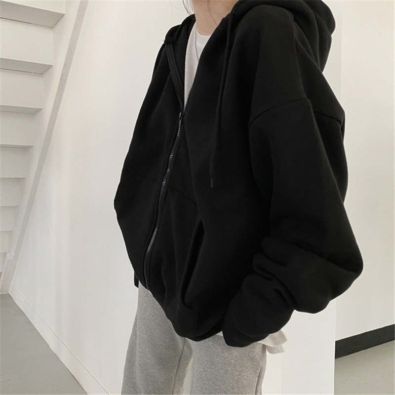 Damen Reißverschluss Kapuzenpullover Locker Strickjacke Winter_voghion.com