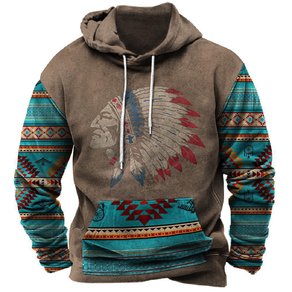 Herren-Kapuzenpullover in Übergröße, 3D-Digitaldruck, Western-Kollektion_voghion.com
