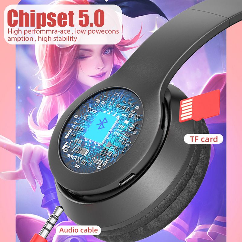 P47M Trådløse Hodetelefoner Blitslys Søte Katteører Telefon Med Mikrofonkontroll LED Stereo Musikk Hjelm Telefon Bluetooth Headset_voghion.com