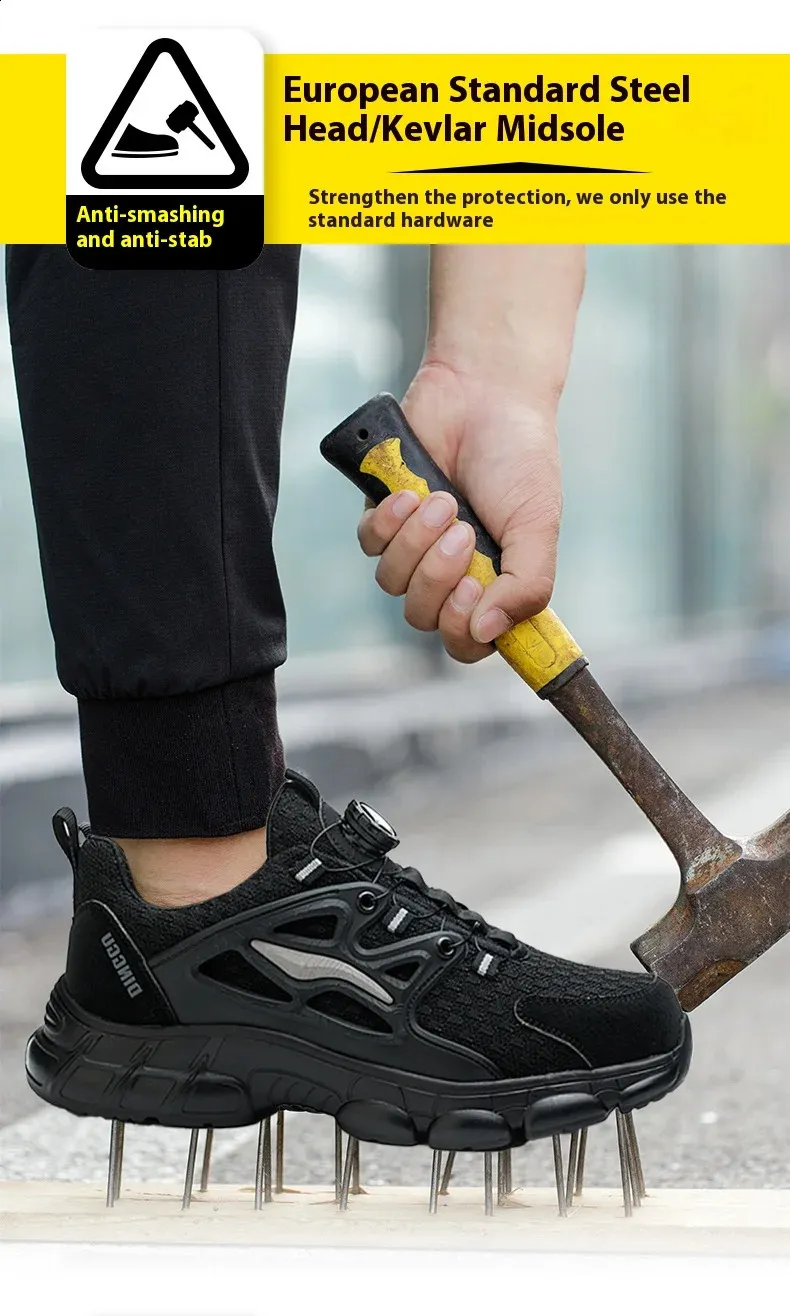 Rotating Button Mens Womens Steel Toe Plus Size 47 48 Work Sports Shoes Protective Safety Boots 250226_voghion.com