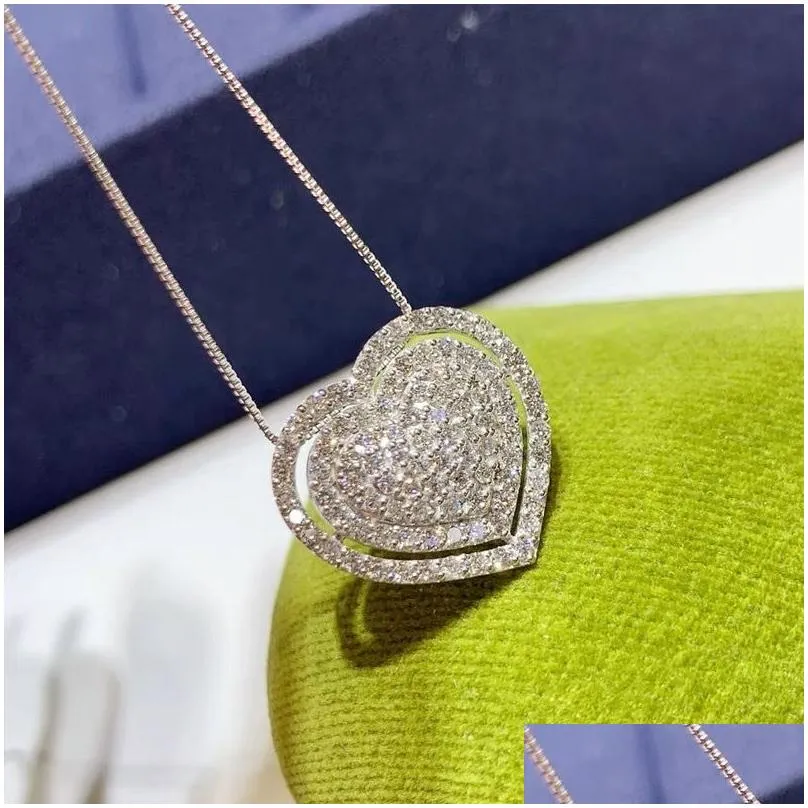 Anheng Halskjeder 2023 Håndlagde Hjerte Glitrende Smykker Sterling Sier Pave Hvit Safir Cz Diamant Edelstener Fest_voghion.com