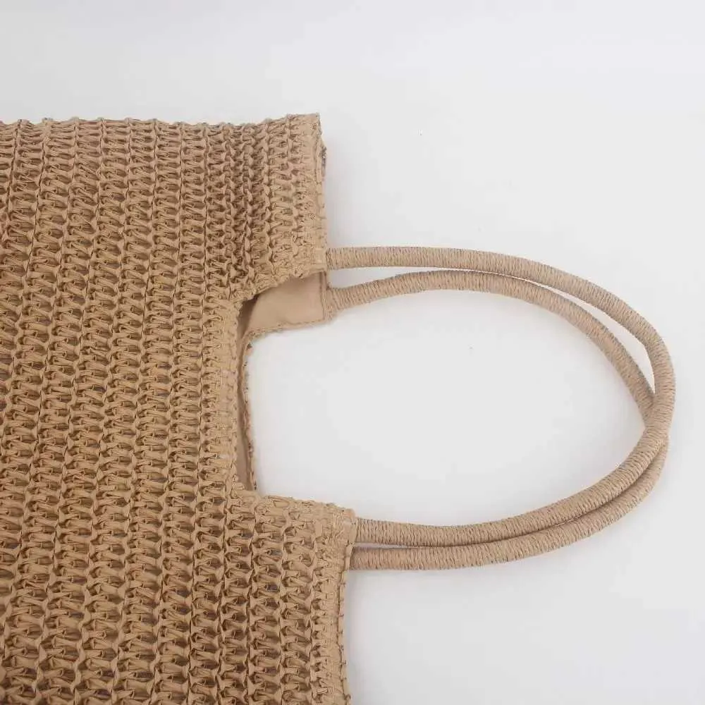 Wenhaitan vintage handmade woven Str shopping bag Bohen womens summer travel shoulder casual handbag Y241026_voghion.com