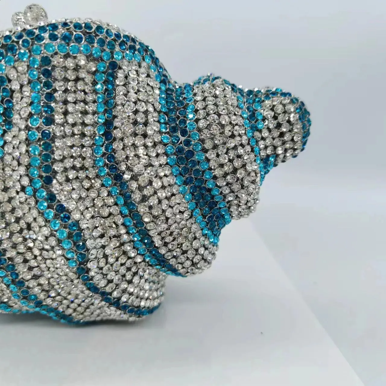 Lady Conch BlueGold Cristalli Pochette Donna Borsa da Sera Matrimonio Dia Borsa da Sposa Festa Rhie Minaudiere 240827_voghion.com