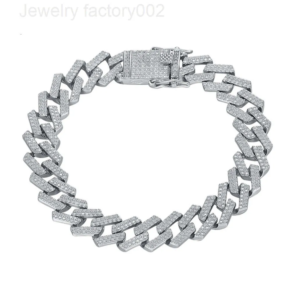 Manufacturer Custom 10mm Sier Thick Chunky Zirconia Full Paved Ice Out Cuban Chain Bracelet_voghion.com