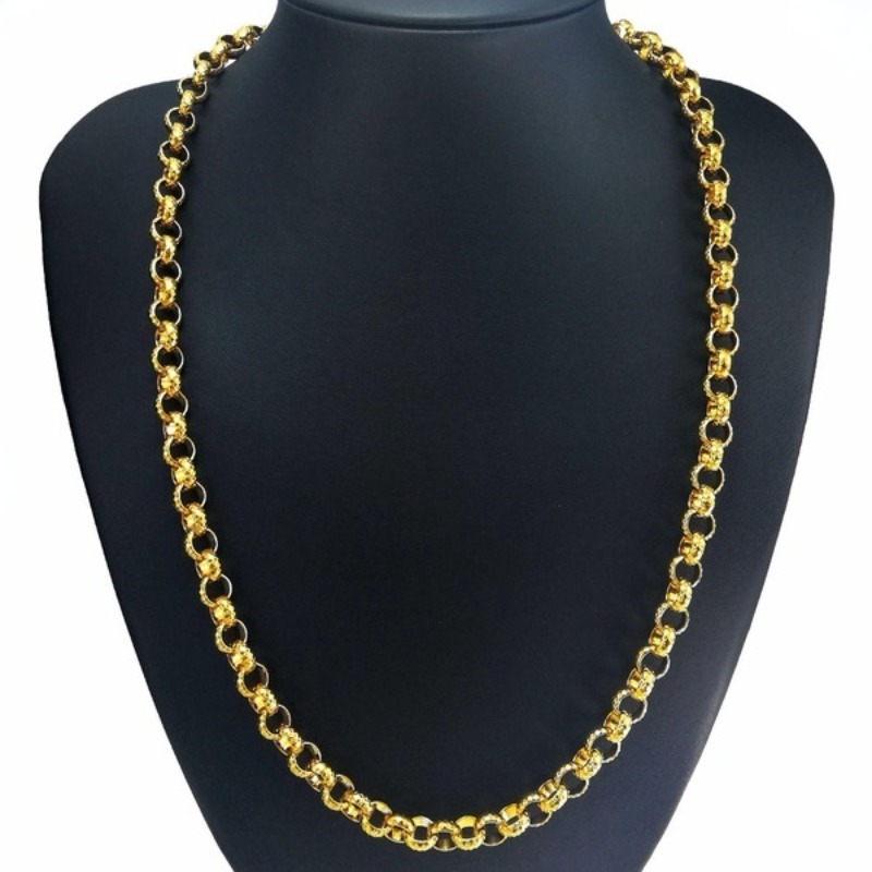 Cool   Filled Belcher Bolt Ring Link Mens Womens Solid Necklace Jewllery 8mm Band Width N220