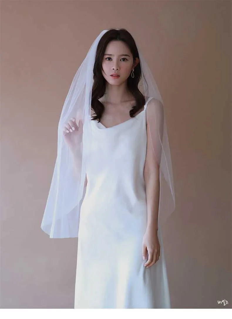Gioielli per capelli, veli corti in tulle, uno strato con pettine, velo da sposa per la sposa, accessori per matrimonio, lunghezza 90 cm_voghion.com