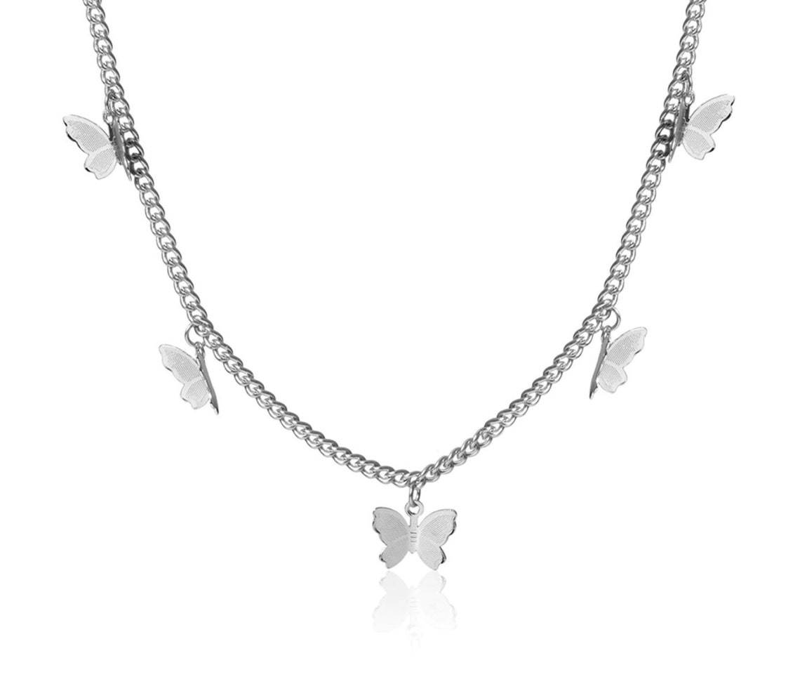 Collana con ciondolo a farfalla in catena d'oro e argento, gioielli personalizzati, collana a farfalla_voghion.com