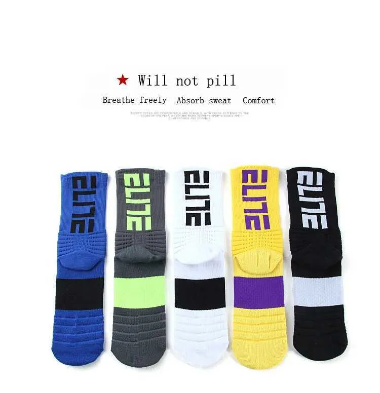 Men's 5Pairs Professional Cotton Basketball Elite Thick Sports Compression Durable Skateboard Towel Bottom Socks_voghion.com