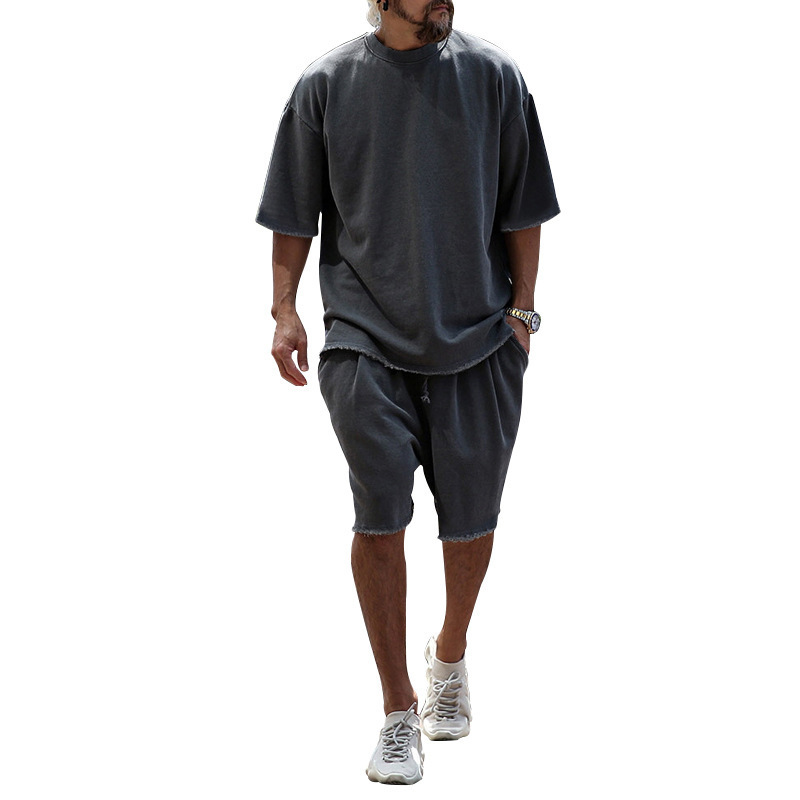 Unschlagbare Qualität 2024 Sommer Große Edition Sport-Set Lässige Lose Kurzarm-T-Shirt-Shorts Trendy Herrenbekleidung_voghion.com