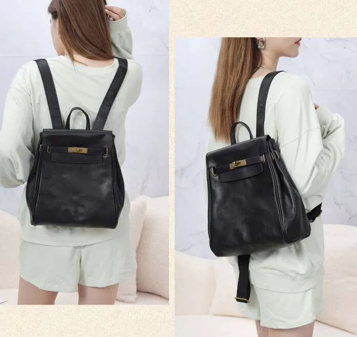 Sac à dos en cuir pour femme, sac de grande capacité, design rétro, tendance, loisirs, cuir de vache_voghion.com