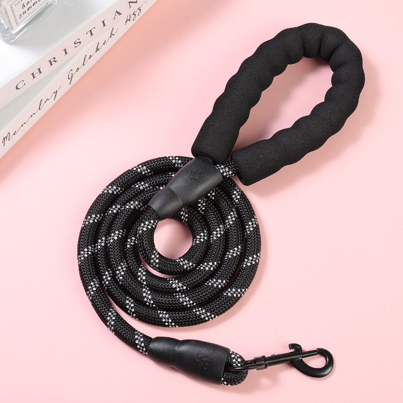 Guinzaglio per cani con catena rotonda riflettente antideflagrante e manico antiscivolo_voghion.com