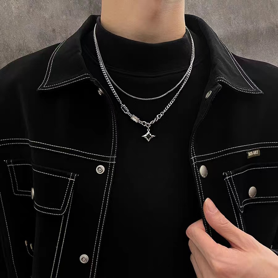 Double Layered Necklace For Men, High Grade Titanium Steel, Non Fading Necklace For Women, Light Luxury, Autumn And Winter Accessories