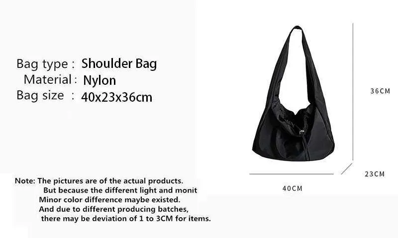 Borsa a tracolla da donna in nylon di grande capacità, leggera, casual, tinta unita, con tracolla, hobo bag firmata C241211_voghion.com
