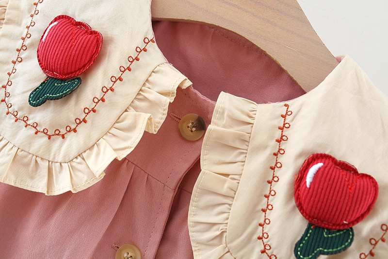 Baby Girl Windbreaker Flower Ruffled Doll Collar Coat Trendy Children's Clothing_voghion.com