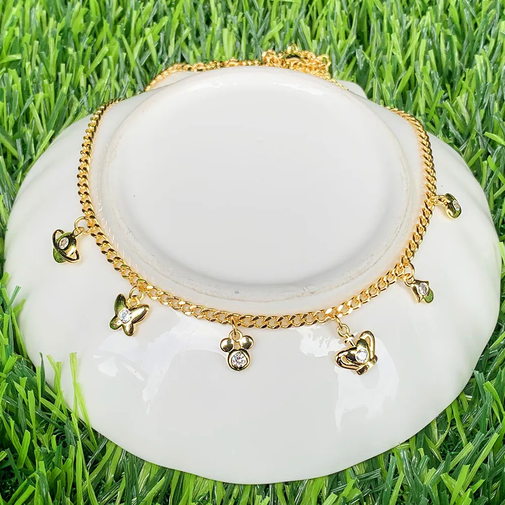 Catene Carino Stile diverso Mini CZ Micro Inserto Ciondolo placcato oro Ottone Collana a catena di Cuba Adatto per_voghion.com