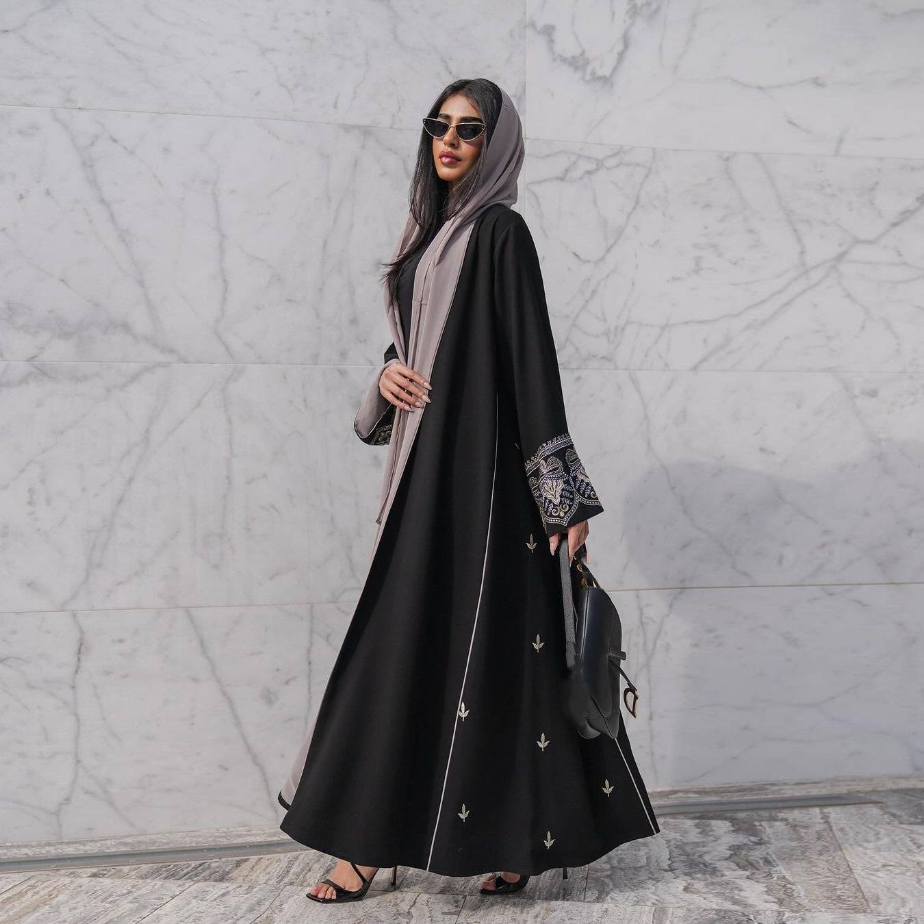 Vêtements pour femmes mode musulmane broderie patchwork abaya cardigan extérieur tendance ins printemps et été robe robe