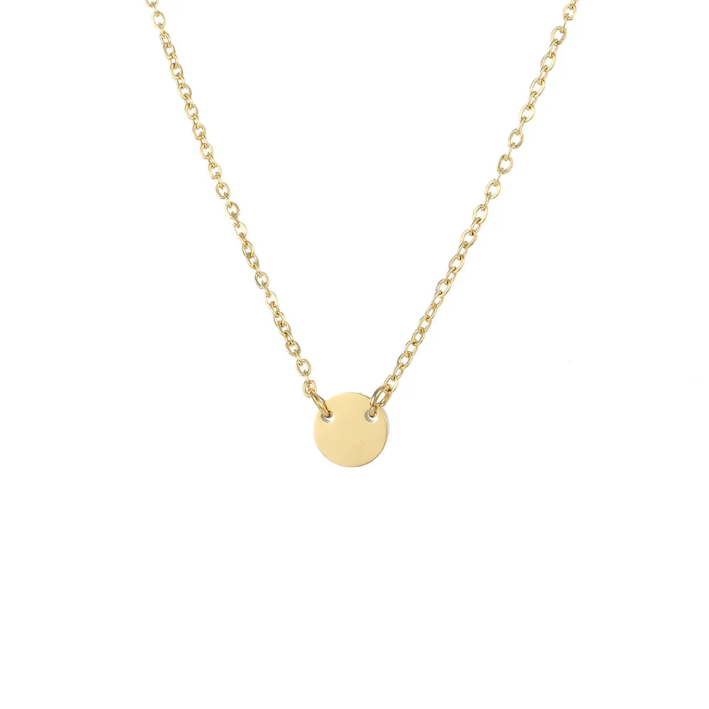 Colliers pendentifs Visunion Collier coréen Rond Plaquette Rectangle Argent Couleur Or Pour Filles Tempérament Chaîne à Maillons_voghion.com