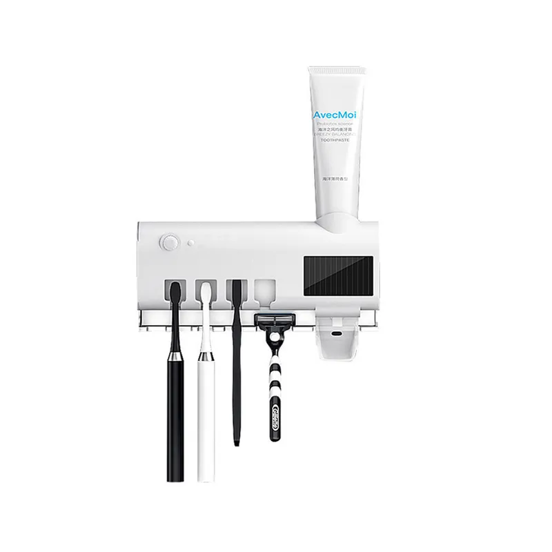 Toothbrush Holders Toothpaste Dispenser Solar Energy Bathroom Storage Box Multifunction USB Charge_voghion.com