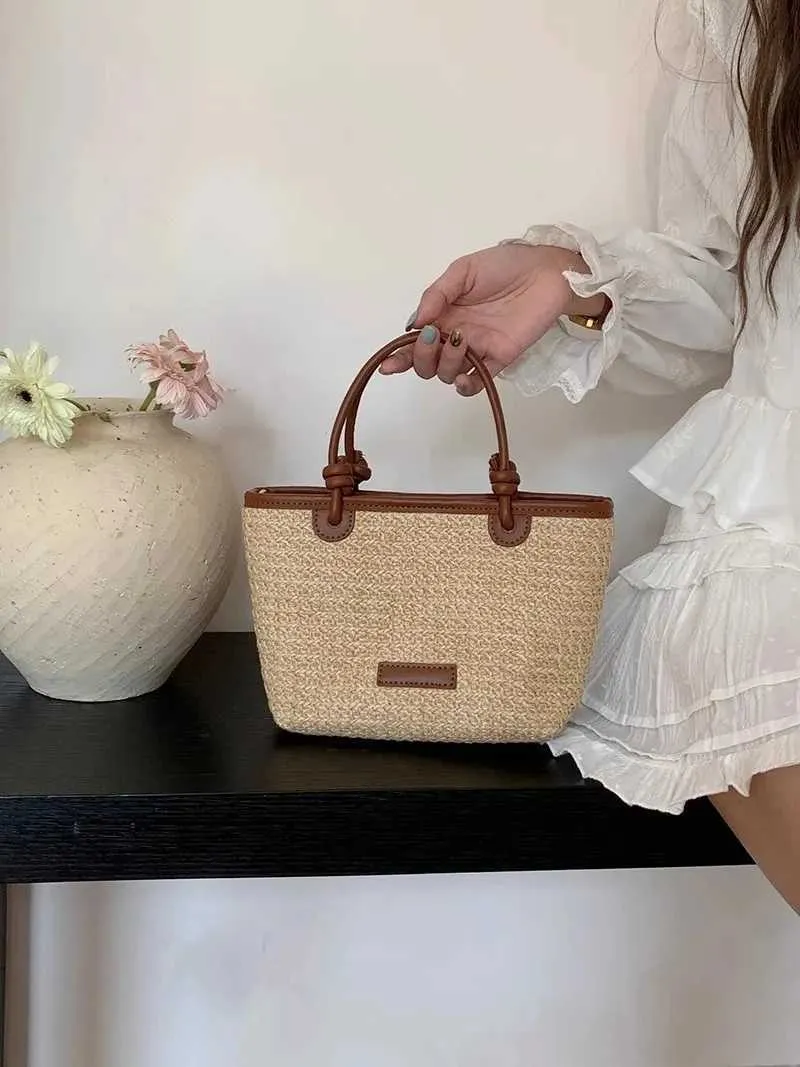 Nuovo Str Woven Crossbody per le donne 2024 Rattan Vacation Bucket Shoulder Bags Summer Seaside Beach Handheld_voghion.com