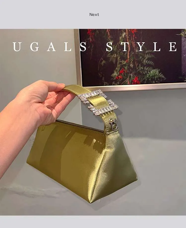 Moda Satin Square Glitter Rhies Dia Sera Donna Borsa a mano Festa di nozze Pochette Borsa a tracolla Street Dressing_voghion.com
