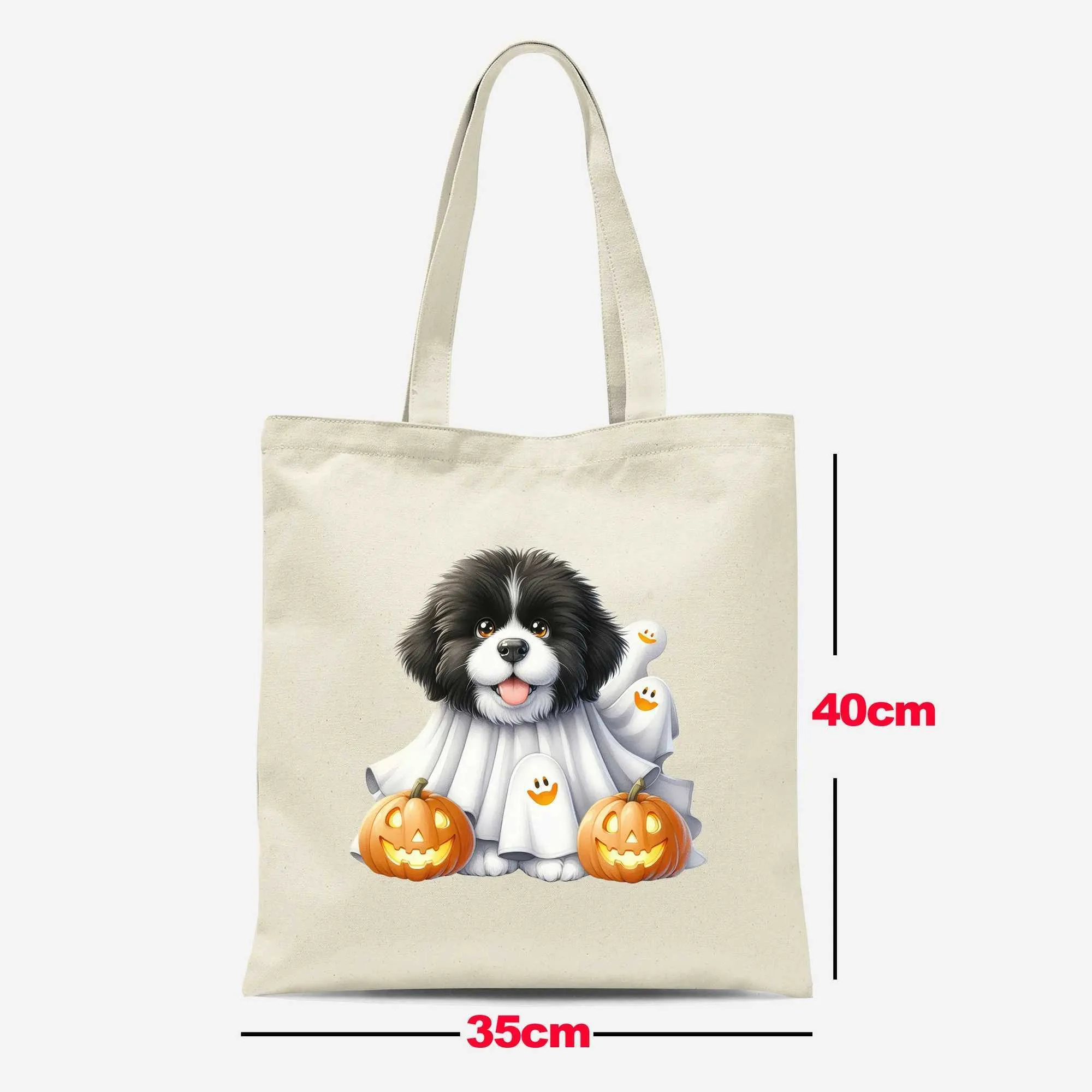 Canvas tote tas voor dames met grappige puppy print shopper_voghion.com