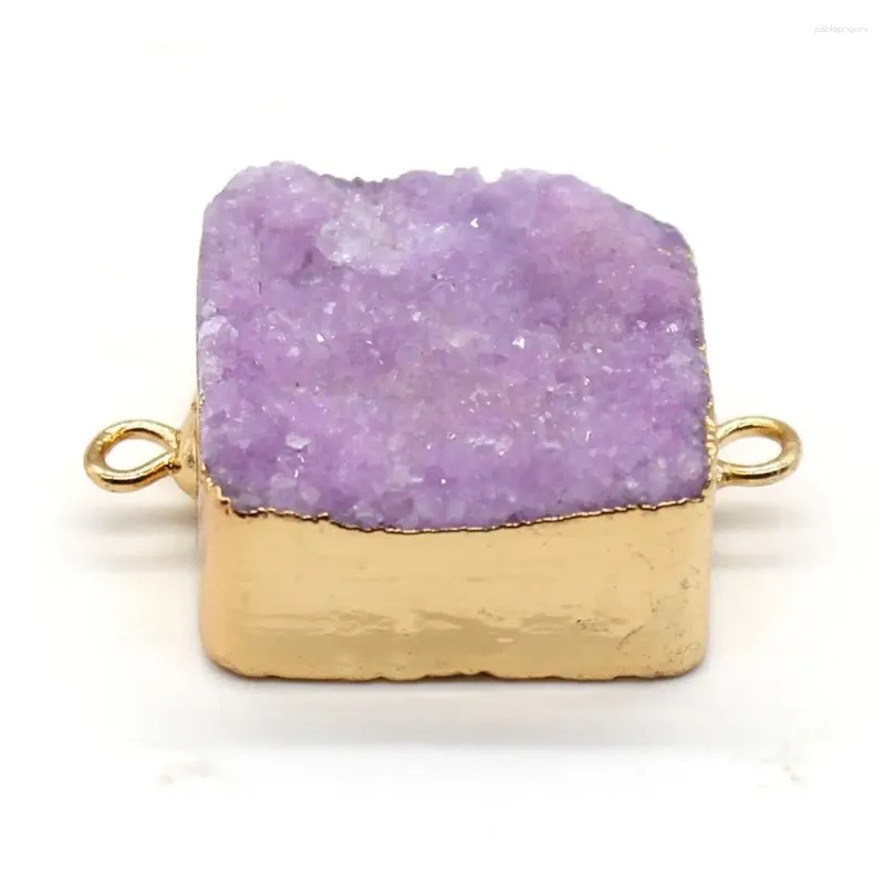 Colliers pendentifs 100-Unique 1 pièce couleur or jaune clair forme irrégulière rectangle cristal teint plusieurs couleurs double_voghion.com