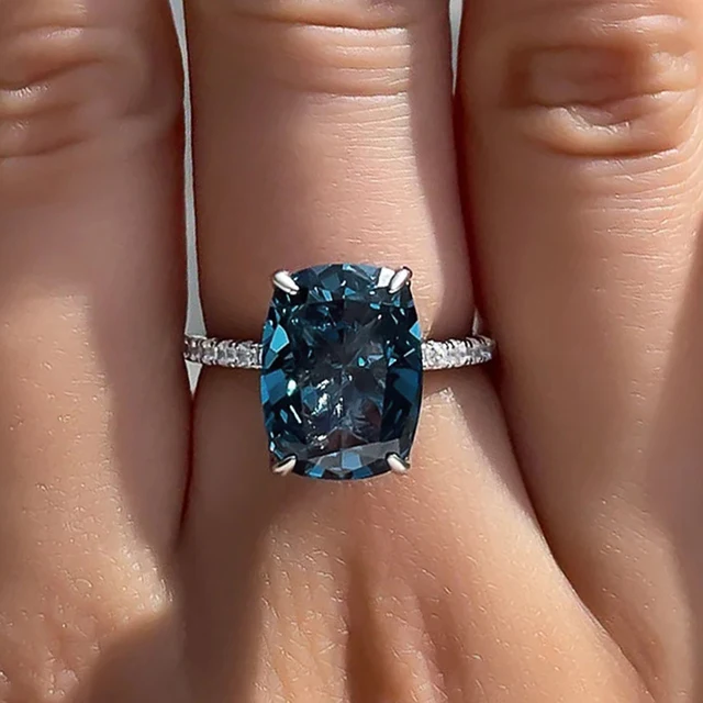 Huitan Big Oval Blue CZ Rings Women Temperament Elegant Female Accessories for Wedding Engagement Fashion Contracted_voghion.com