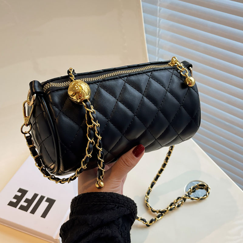 Lingge cylindrique pour femme 2024 nouveau style tendance et élégant, sac à bandoulière diagonale à chaîne polyvalent, une épaule