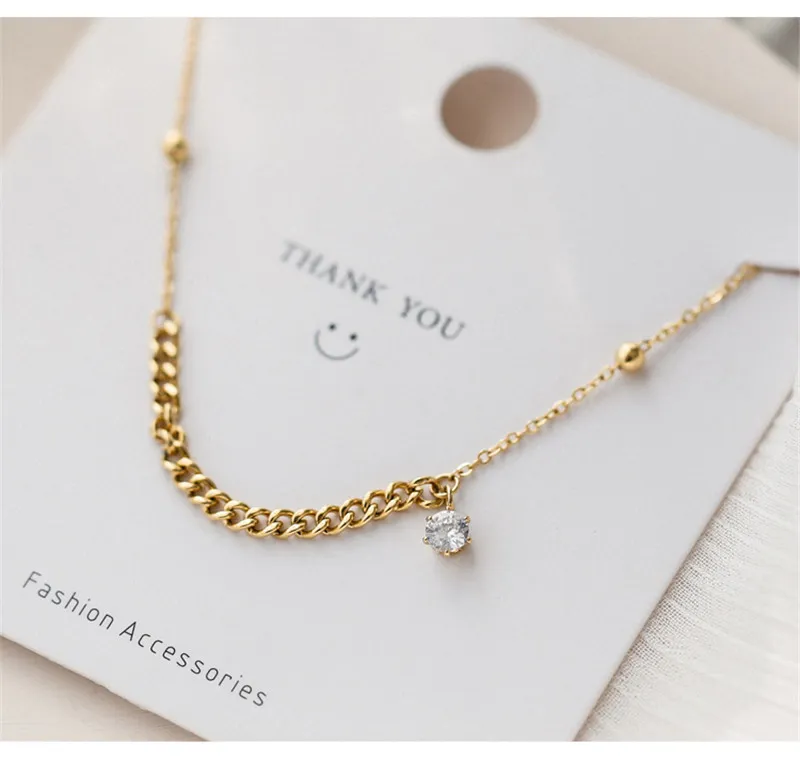 Pendant Necklaces YUN RUO 18 K Gold Plating Vintage Chain Zircon Necklace Fashion Titanium Steel Jewelry Woman Birthday_voghion.com