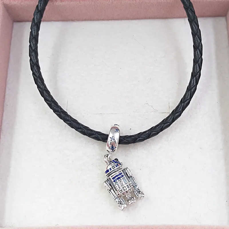 Schmuckherstellungsset aus Sterlingsilber mit R2D2-Anhänger, baumelnde Charm-Kette, Perlenarmbänder für Frauen, originale Mädchen, Schlangen-DIY-Halskette_voghion.com
