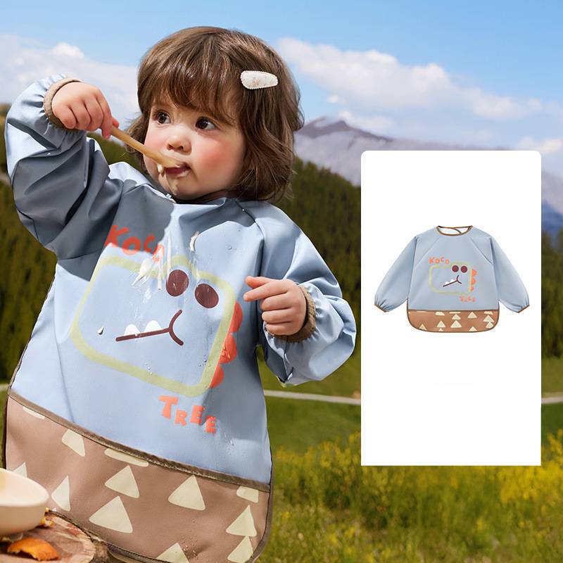 ​​Baby Feeding Bib With 3-in-1 Protection – Waterproof, Stain-Resistant & Soft Polyester Smock For Toddlers (1-3 Years,/Penguin Designs)​​_voghion.com