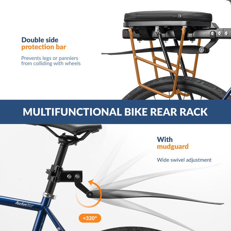 ROCKBROS Uchwyt rowerowy na bagażnik szybkozamykacz z błotnikiem regulowany aluminiowy MTB_voghion.com