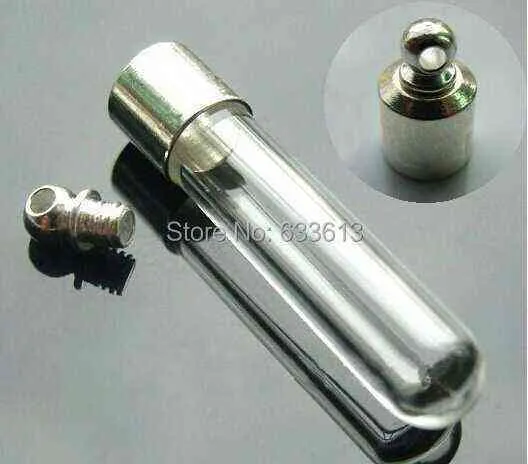 Lot de 50 tubes à vis 35 x 6 mm, pendentif en verre, cristal, médaillon de parfum, flacon de riz, bouchon à vis, breloque, bouteille de remplissage, G0927_voghion.com