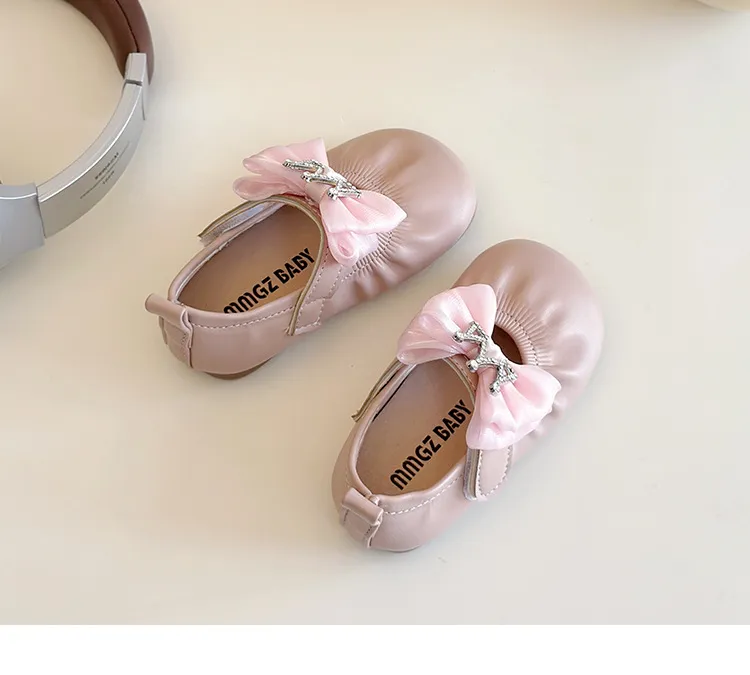 Girls Flats 2025 Fashion Infant Bow Little Kids Soft Sole Pleated Casual Shoes Cutefeet for Toddler Party Wedding Sizes_desvips.com