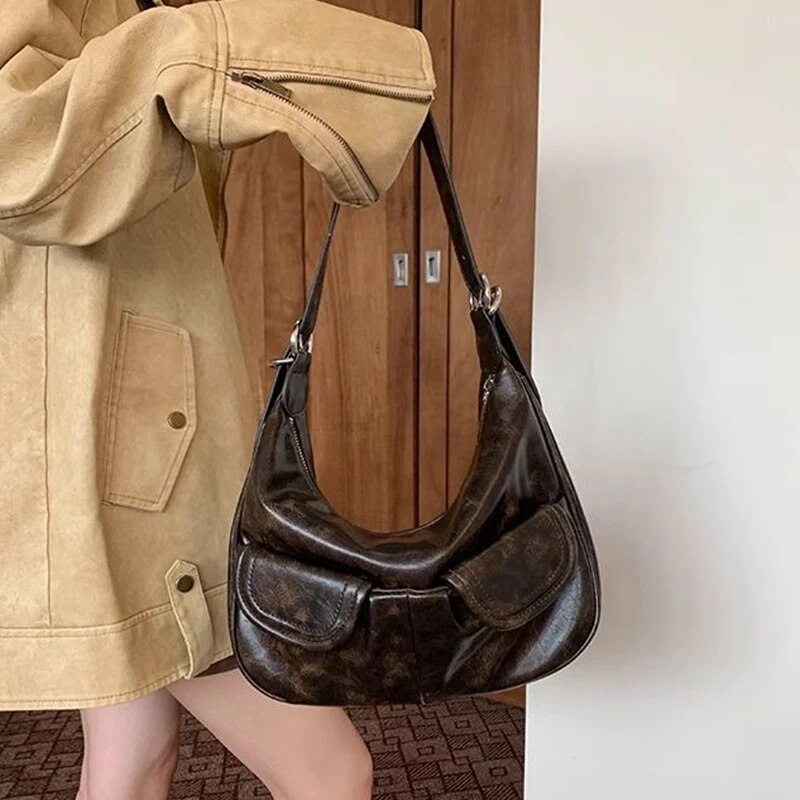 Ladies Solid Color Shoulder All-match Simple Multifunction Handbags Large Capacity Underarm Bags for Women Hobo Purse_voghion.com