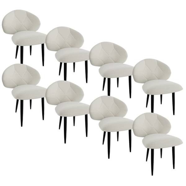 ​​Set mit 2/4/6/8 modernen Esszimmerstühlen – Breite Rückenlehne, weicher Stoffbezug und stabile Metallbeine für Küche und Esszimmer, Beige_voghion.com