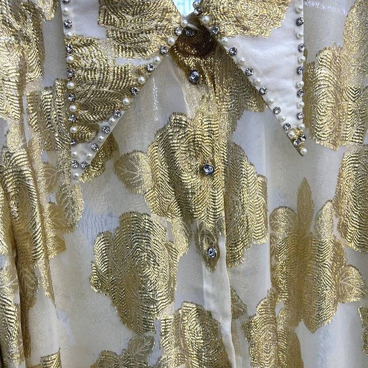 Elegante Damenbluse Mit Geometrischen Perlen Und Transparentem Design_voghion.com